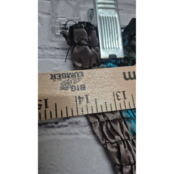 Boho Strapless Smocked Handkerchief Hem Paisley Dream Dress Turquoise Magenta - Picture 3 of 7